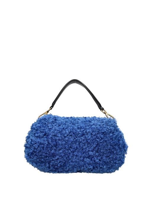 Faux fur bag LA CARRIE | TEDDY MED.HAND BAGAZZURRO-NERO